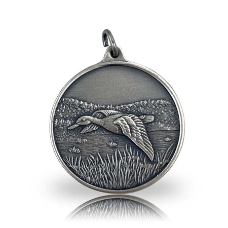 Jagdmedaille Motiv ENTE in altsilber